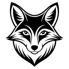 Silhouette of fox head illustration. Cute fox face logo with black color
