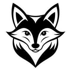 Silhouette of fox head illustration. Cute fox face logo with black color