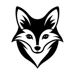 Silhouette of fox head illustration. Cute fox face logo with black color