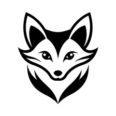 Silhouette of fox head illustration. Cute fox face logo with black color