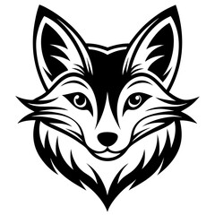 Silhouette of fox head illustration. Cute fox face logo with black color