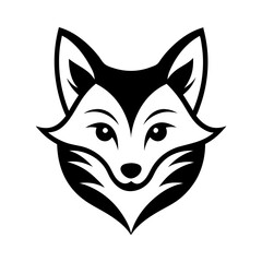 Silhouette of fox head illustration. Cute fox face logo with black color
