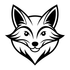 Silhouette of fox head illustration. Cute fox face logo with black color