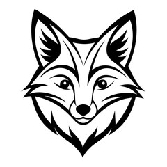 Silhouette of fox head illustration. Cute fox face logo with black color