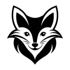Silhouette of fox head illustration. Cute fox face logo with black color