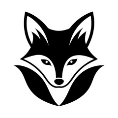 Silhouette of fox head illustration. Cute fox face logo with black color