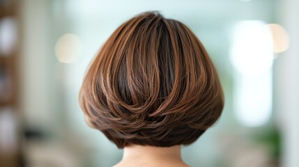Woman getting a layered haircut to add volume and movement, [layered haircut], [dynamic style]