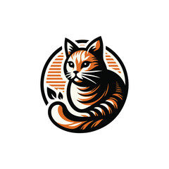 orange Cat vector logo design icon black and white silhouette