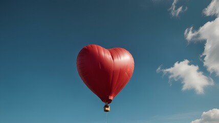 Fototapeta premium Balloon heart shape hang the gift box float on the sky, Love and happy valentine's day.