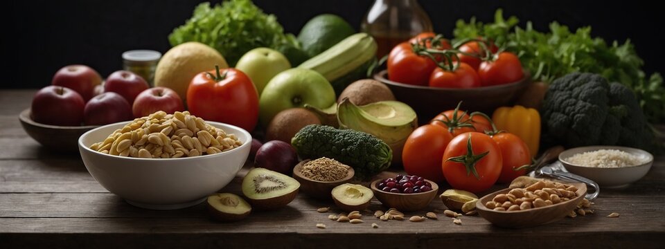 Keto diet and food items for it. Vegetables and fruits, diet burgers. Time-restricted eating. Intermittent fasting.