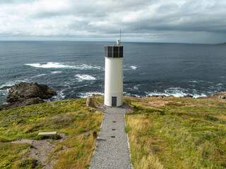 Faro de Laxe en Coruña a vista de drone