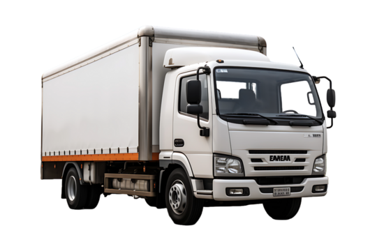 mini truck Hyundai Porter driving through highway Isolated on transparent background