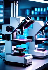 Fototapeta premium high tech microscope analyzing virtual tissue samples, digital, technology, examination, imaging, artificial, intelligence, modern, scientific, laboratory,