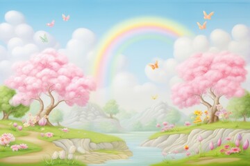 PNG Painting of rainbow spring border backgrounds outdoors nature.