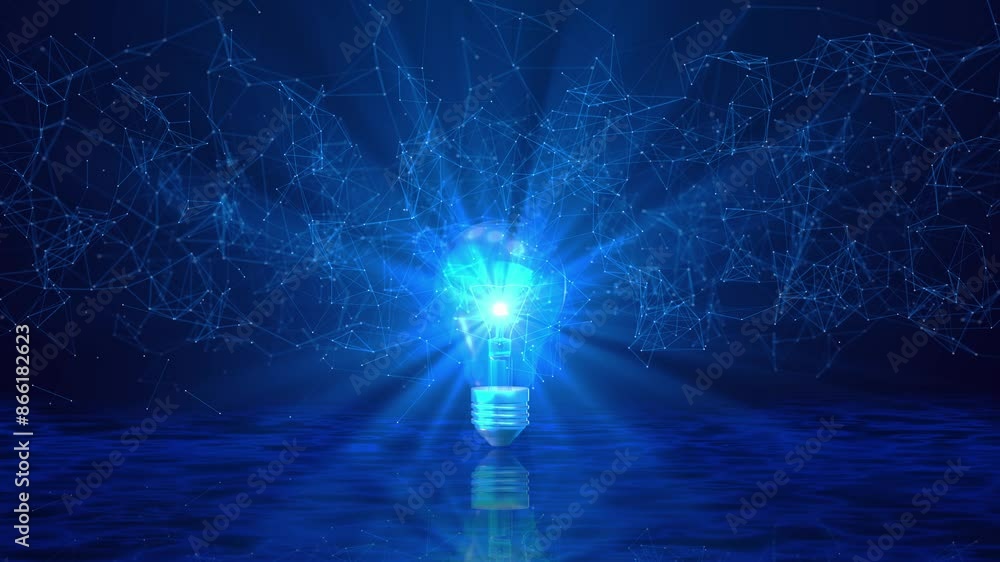 Poster idea solution light bulb digital circuit light bulb with human brain inside point of circuit. creati