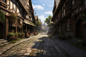 Fototapeta premium Street wooden wall peaceful medival.