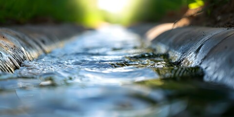 Fototapeta premium Protecting Streams and Sewers to Conserve Natural Resources. Concept Water Conservation, Environmental Protection, Sustainable Practices, Pollution Prevention, Urban Infrastructure