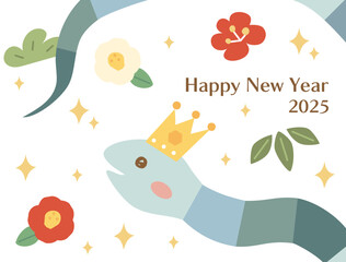 2025年の巳年の年賀状に使えるイラストのカード