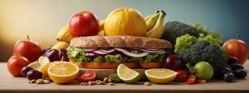 Keto diet and food items for it. Vegetables and fruits, diet burgers. Time-restricted eating. Intermittent fasting.