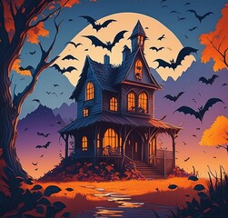 halloween background with castle