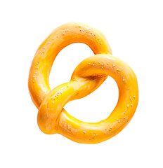 Obraz premium Yellow 3D pretzel isolated on white background. Hyper-realistic photo, high quality.
