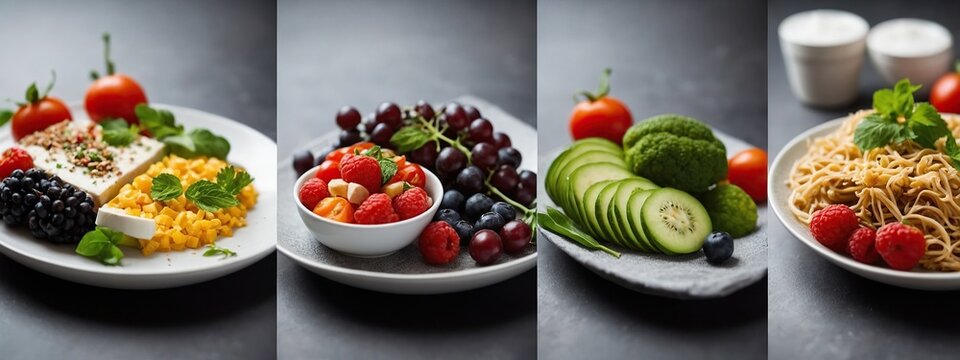 Keto diet and food items for it. Vegetables and fruits, diet burgers. Time-restricted eating. Intermittent fasting.