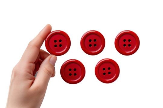 The Power Within: A Person Holding a Red Button on White or PNG Transparent Background.