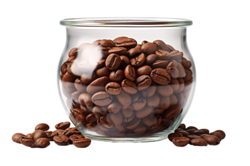 A Symphony of Aroma: A Glass Jar Overflowing With the Richness of Coffee Beans on White or PNG Transparent Background.