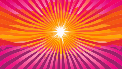 A psychedelic vector graphic featuring colorful wavy lines emanating from the center, inspired by the 1960s style. This design captures the era's vibrant colors and abstract patterns