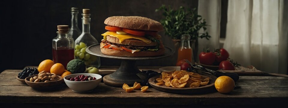 Keto diet and food items for it. Vegetables and fruits, diet burgers. Time-restricted eating. Intermittent fasting.