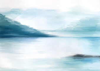 Naklejka premium abstract minimal hand painted ocean landscape background 