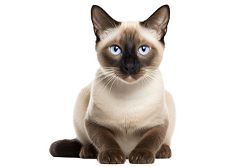The Enigmatic Siamese: A Blue-Eyed Beauty on White or PNG Transparent Background.