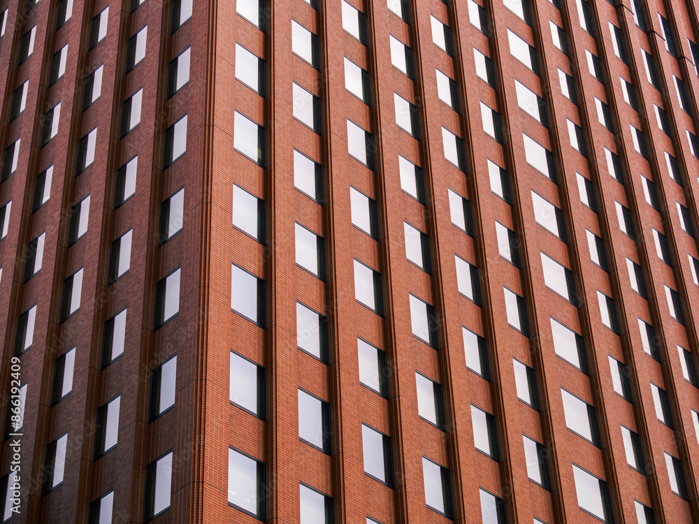 Poster brick wall building exterior window frame geometric pattern architecture details