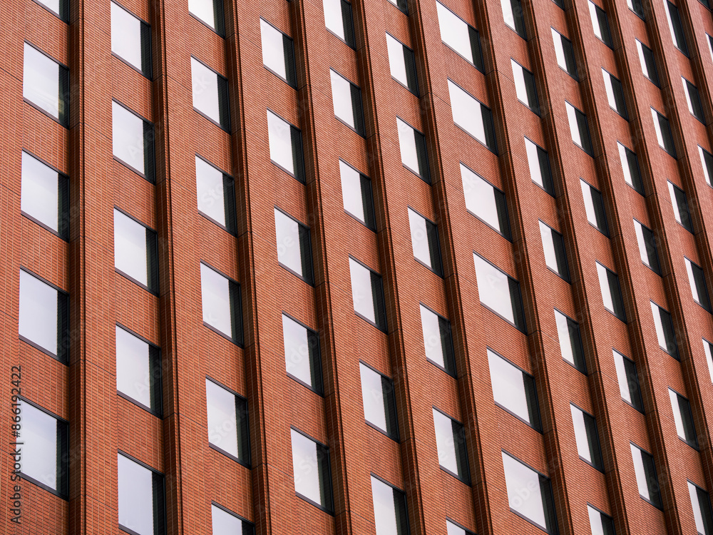 Poster brick wall building exterior window frame geometric pattern architecture details