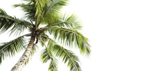 Isolated Coconut Palm Tree Against a White Background