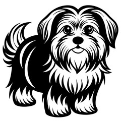 Maltese dog silhouette Vector and illustration isolated on white, design for laser cutting wall art and POD.