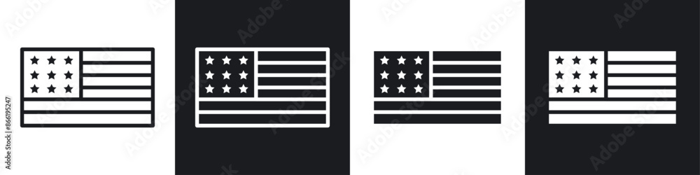 Canvas Prints usa flag icon set. black and white us flag vector symbol. america country flag sign in black filled 