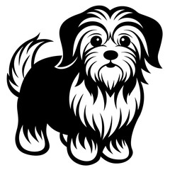 Maltese dog silhouette Vector and illustration isolated on white, design for laser cutting wall art and POD.