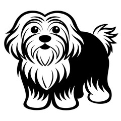 Maltese dog silhouette Vector and illustration isolated on white, design for laser cutting wall art and POD.