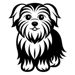 Maltese dog silhouette Vector and illustration isolated on white, design for laser cutting wall art and POD.