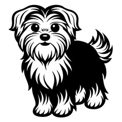 Maltese dog silhouette Vector and illustration isolated on white, design for laser cutting wall art and POD.
