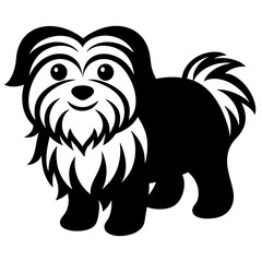 Maltese dog silhouette Vector and illustration isolated on white, design for laser cutting wall art and POD.