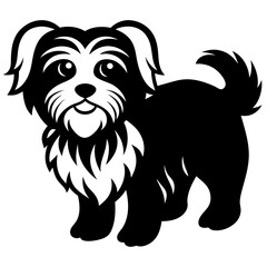 Maltese dog silhouette Vector and illustration isolated on white, design for laser cutting wall art and POD.