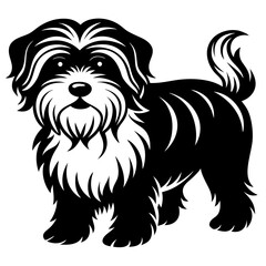Maltese dog silhouette Vector and illustration isolated on white, design for laser cutting wall art and POD.