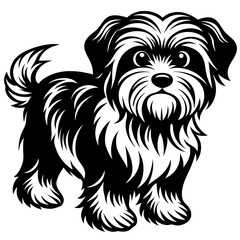 Maltese dog silhouette Vector and illustration isolated on white, design for laser cutting wall art and POD.