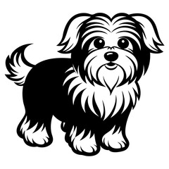 Maltese dog silhouette Vector and illustration isolated on white, design for laser cutting wall art and POD.