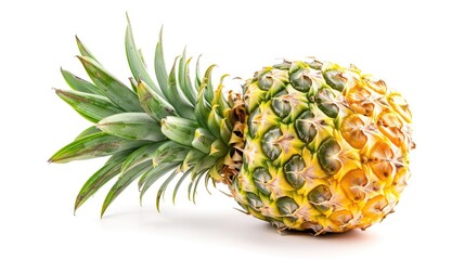 Fresh whole pineapple with white background isolated