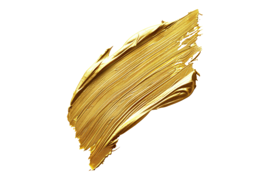 Gold shiny paint stroke isolated on transparent background