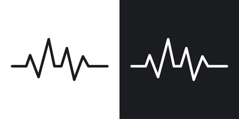 Pulse icon set. heartbeat vector symbol. heart health sign in black filled and outlined style.