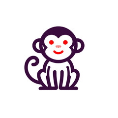 Monkey line art with white background 